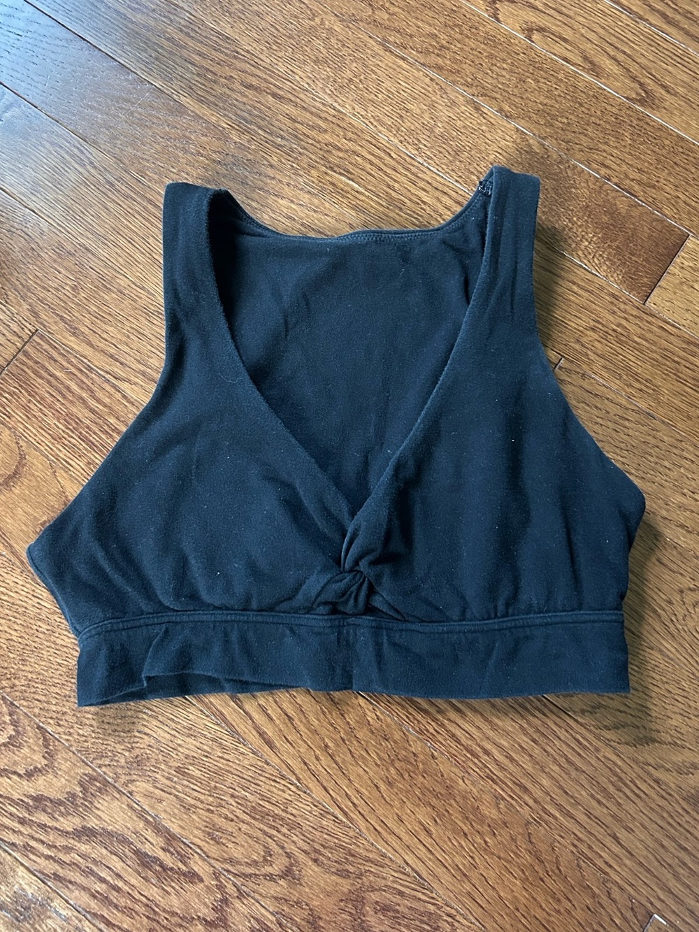aerie Black Twist-Front Bra Crop Tank